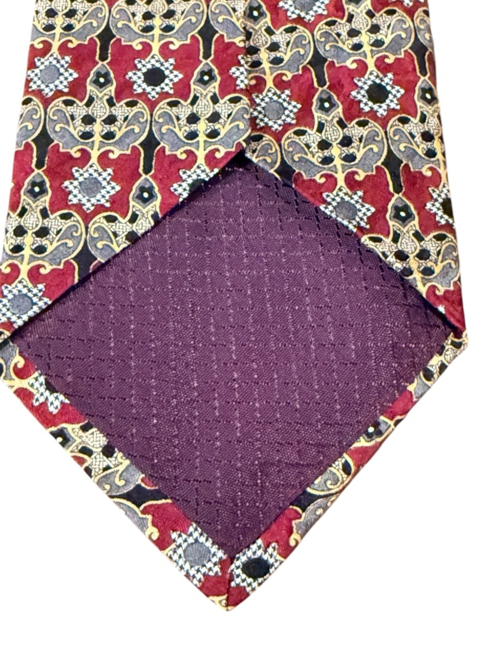 Christian Dior Monsieur Vintage Silk Tie Burgundy Gold Baroque Arabesque USA - Picture 7 of 8
